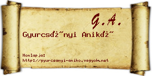 Gyurcsányi Anikó névjegykártya
